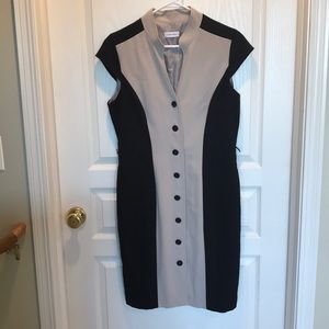 Calvin Klein Black & Tan button Dress size 12